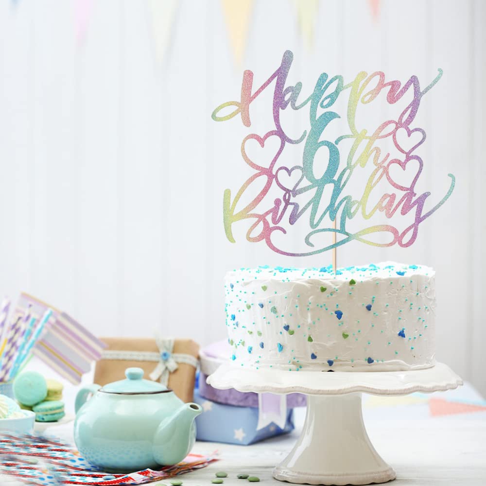Color Flash Happy 6Th Birthday Cake Topper Boys And Girls Happy Birthday Cake Topper Children'S Party Cake Decorations