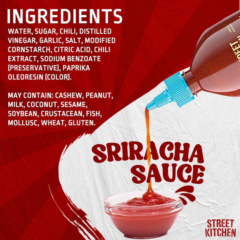 Street Kitchen Sriracha Sauce | Authentic Thai-Style Hot Sauce | Bold Garlic & Chili Flavor | Non-Gmo Ingredients | No Artificia