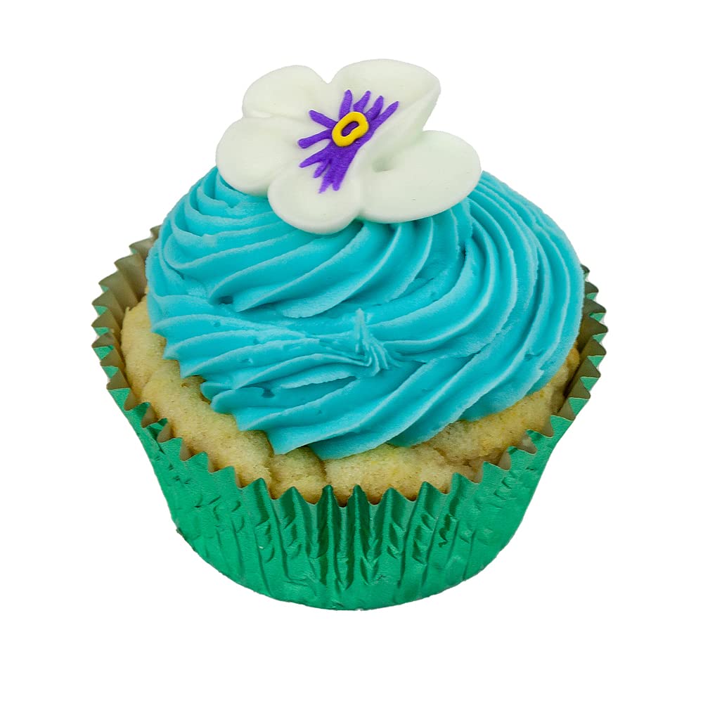 OCREME Royal Icing Sugar Flower Set of 16, 1-1/4 Inch, White, Model OCRIF-11 for Cake Decorating