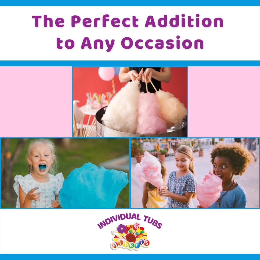 Albert'S Variety Flavored Cotton Candy - 12 Pack - Fluffy Rainbow Assorted Sweet Treat - Resealable Tubs - Perfect For Parties &