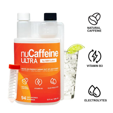 SBH Labs nuCaffeine Ultra Energy Drink Mix | 94 Servings | 32 Fl Oz | Caffeine from Coffee Beans, Vitamins & Electrolytes