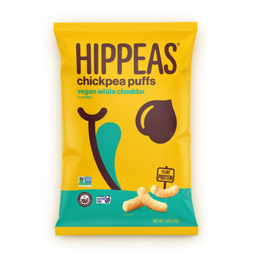 Hippeas Organic Chickpea Puffs, Vegan White Cheddar, 4 Oz