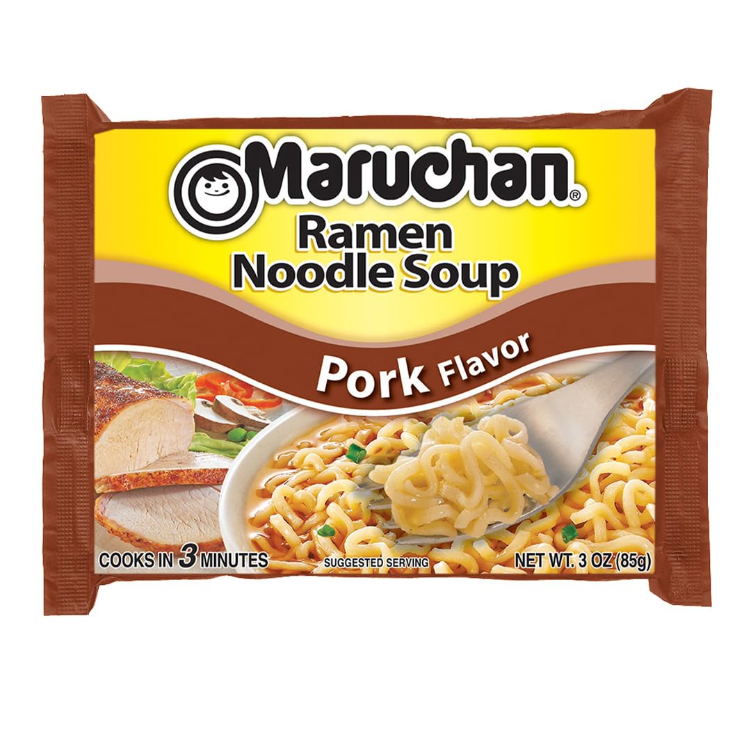 Maruchan Ramen Pork, Instant Ramen Noodles, Ready To Eat Meals, 24 Count
