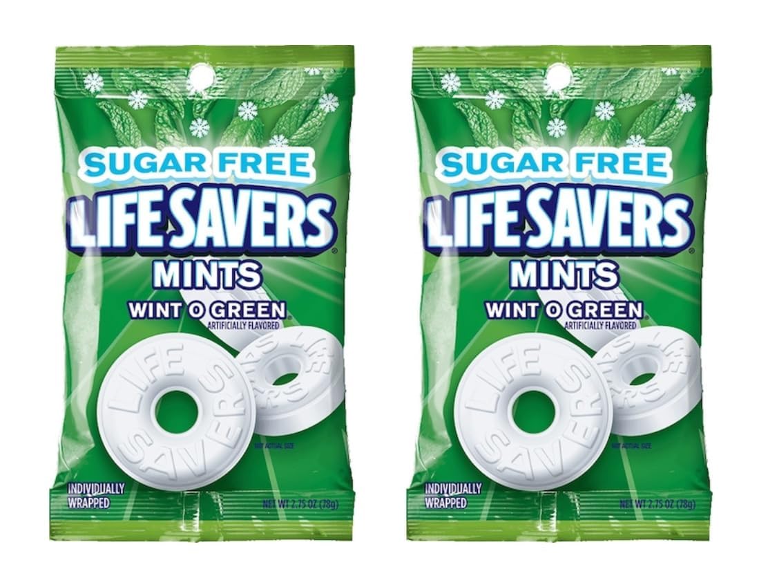 Life Savers Wint O Green Sugar Free Mints - 2 Count - Perfect for On-the-Go Snacking and Sharing