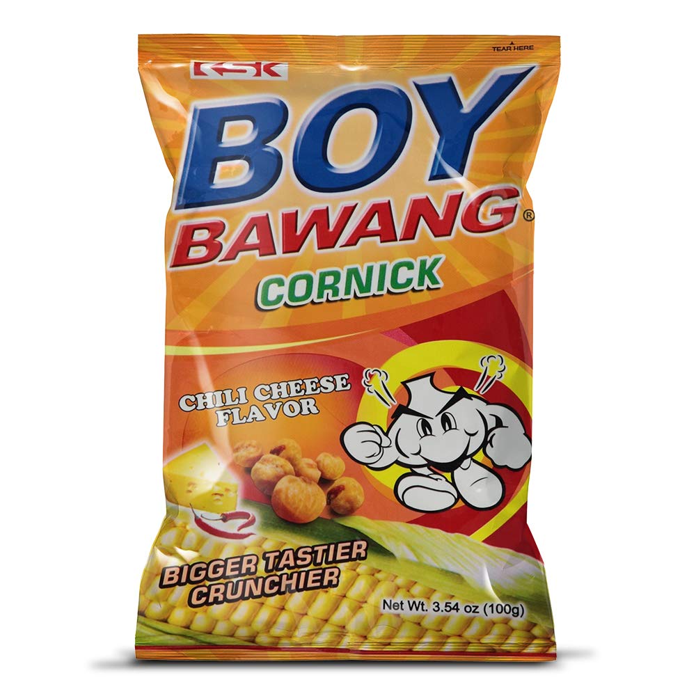 Boy Bawang Cornick, Chili Cheese - Crispy Tasty & Gluten-Free Corn Nuts 3.54 Ounces (100G), 3 Pack