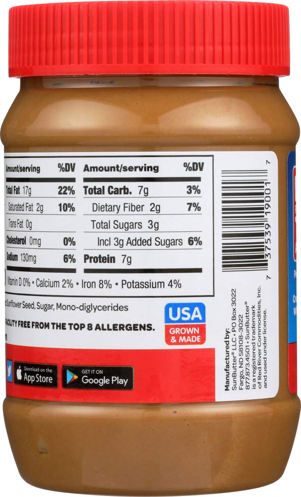 Sunbutter Creamy Sunflower Seed Spread, 16 Oz Plastic Jars (Pack Of 3)