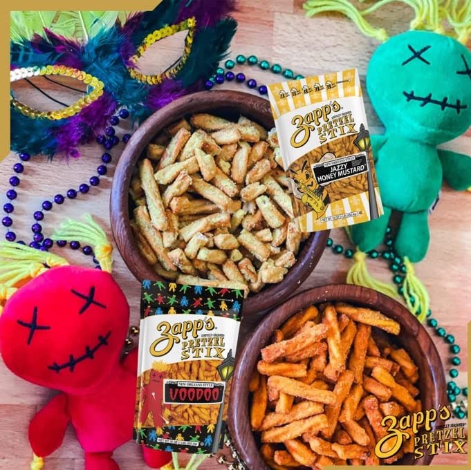 Zapp'S Seasoned Pretzel Stix, 16Oz. Pouch Variety Pack (Pack Of 4), Voodoo & Jazzy Honey Mustard Flavors