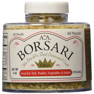BORSARI Citrus Salt Seasoning - Gourmet Blend with Lemon, Pepper & Herbs - 4oz Pack
