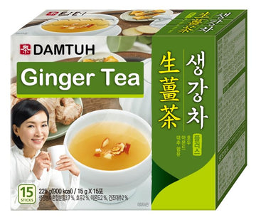 Damtuh Korean Traditional Tea Premium Ginger Tea Plus, Ginger Powder Tea, Herbal Tea, 15 Sticks