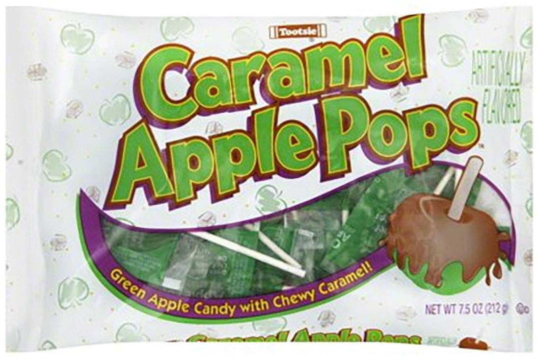 Tootsie Roll Caramel Apple Pops - 7.5 Ounce Bag of Individually Wrapped Candy - Green/Brown