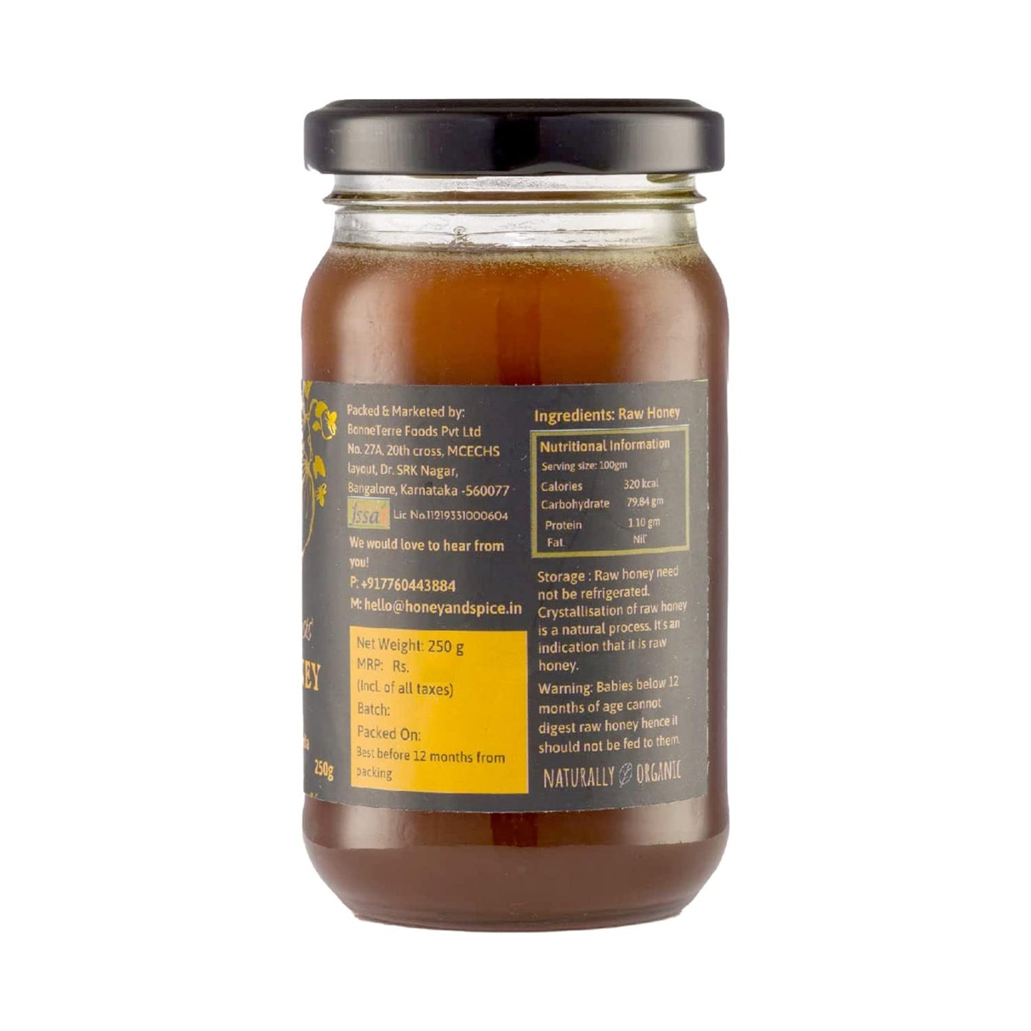 Honey And Spice - South Indian Wild Honey (250G) | From The Forests Of South India | 100% Raw And Pure | Single Origin | Unblended | Natural And Original | Unprocessed | No Added Sugar