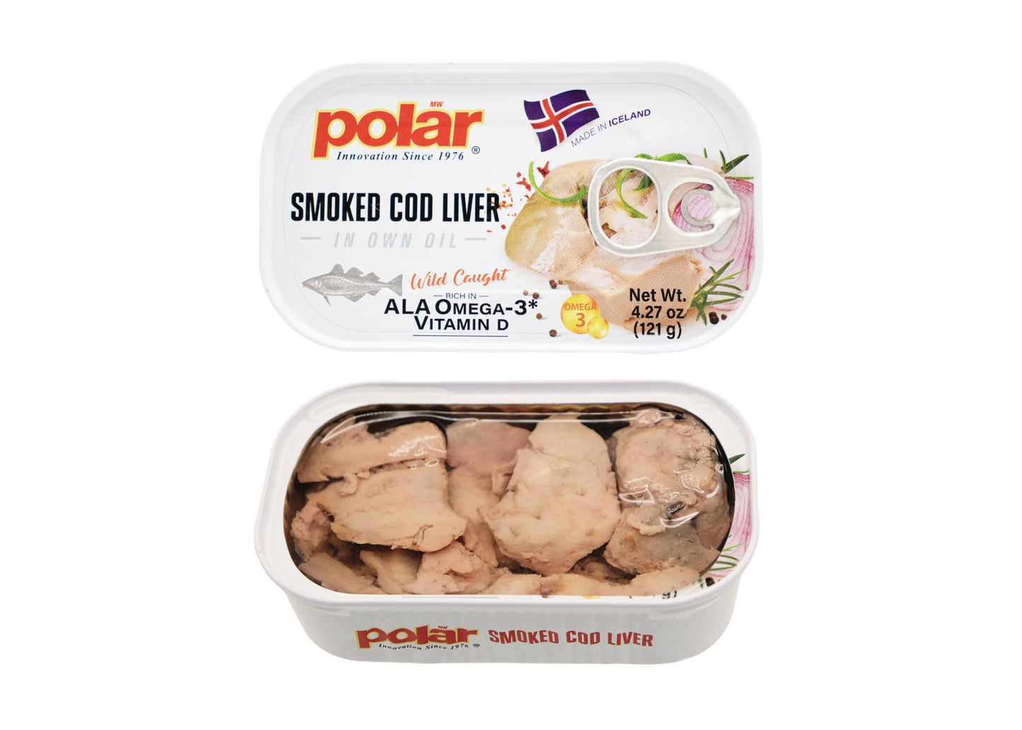 MW Polar Smoked Cod Liver in Oil, Wild-Caught, Rich in Omega-3, 4.27 oz, Ready to Eat
