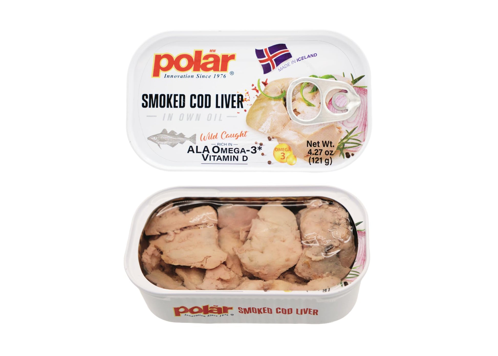 MW Polar Smoked Cod Liver in Oil, Wild-Caught, Rich in Omega-3, 4.27 oz, Ready to Eat