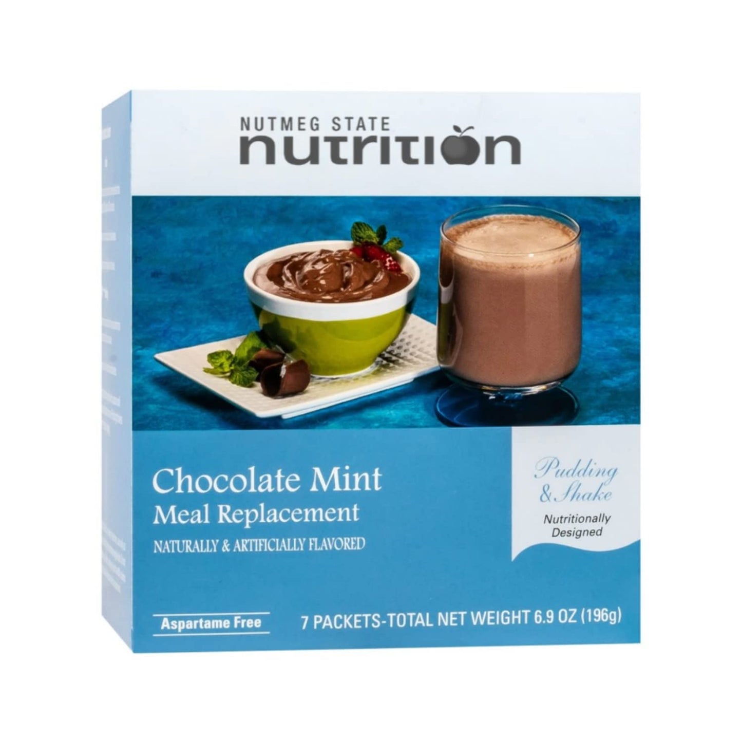 Nutmeg State Nutrition Pudding or Shake, Low Calorie, 15g Protein, 7 Servings, Chocolate Mint