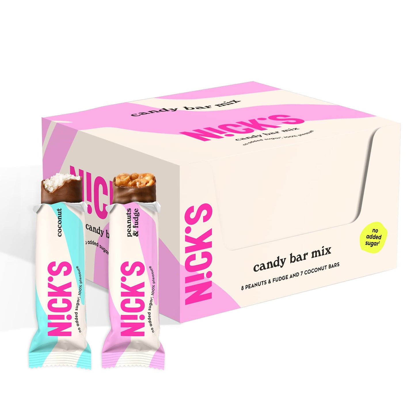 NICK S Keto Chocolate Candy Bars - Coconut and Peanuts n  Fudge, Variety Pack, No Added Sugar, Low Carb, 180 Calories, Gluten-
