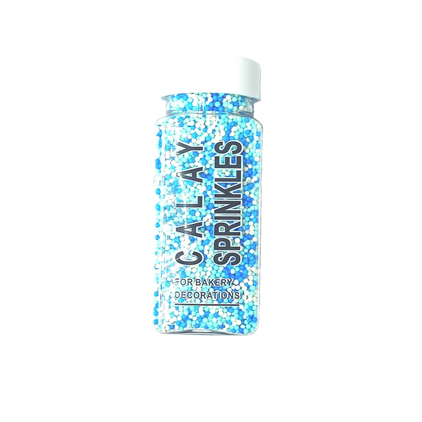Homipooty Nonpareils Sprinkles 2mm Mini Pearls, Edible Blue and White Sugar Sprinkles for Baking, Cake Decorating, 110g/3.88oz