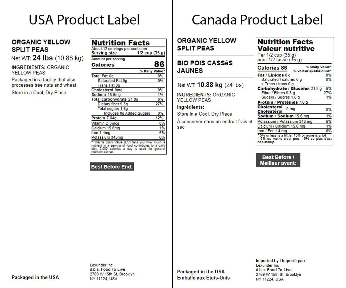 Food to Live Organic Split Yellow Peas, 24 Pounds - Dry Non-GMO Pulses. Legumes in Bulk. Good Source of Protein and Fiber. Easy