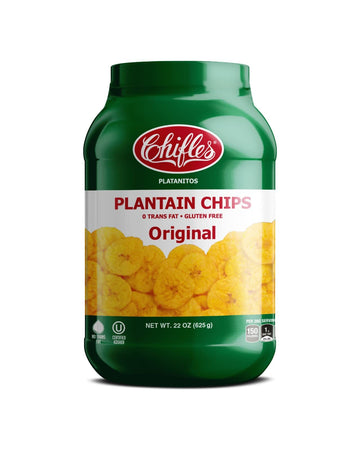 Chifles Original Plantain Chips (22Oz Tub) | 3 Simple Ingredients | Salted & Crunchy, Chip Snack Packs | 30-40% Less Fat Than Tr