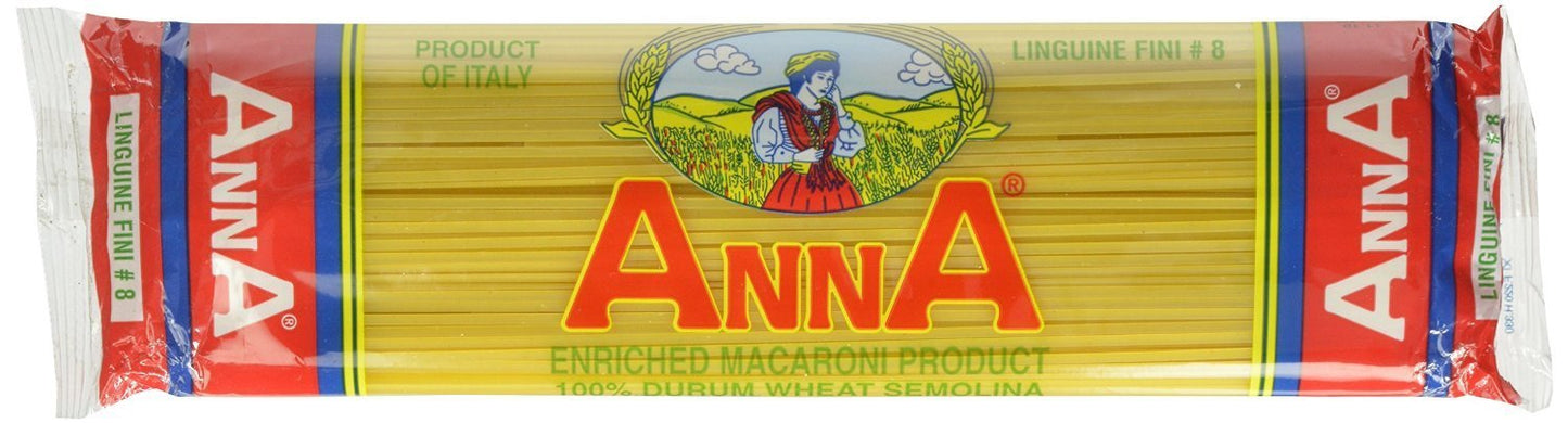 Anna Italian Linguine Fini Pasta No. 8 - 6 Pack of 16 oz. Pkgs - 1 Pound Total