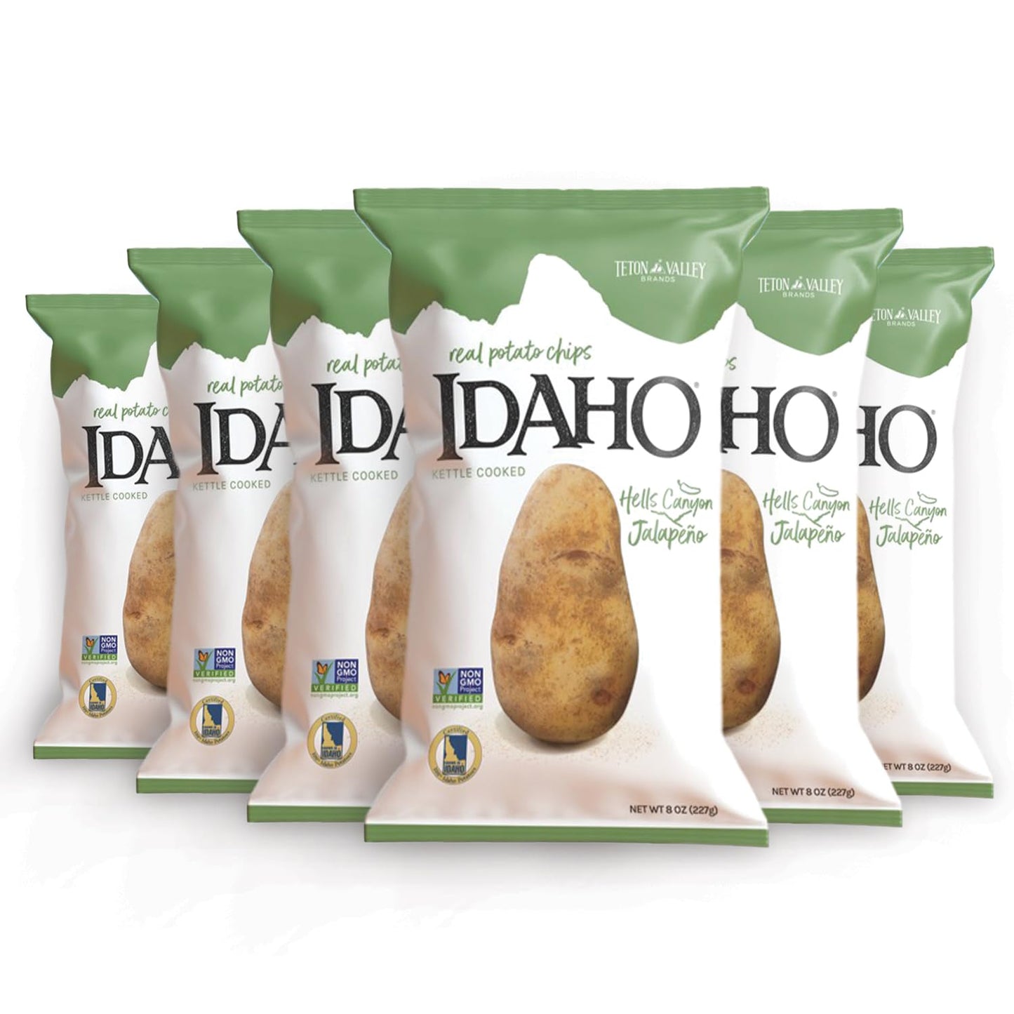 Teton Valley Brands Kettle Cooked Jalapeno Potato Chips - Non-GMO - 7 Oz (Pack of 6)