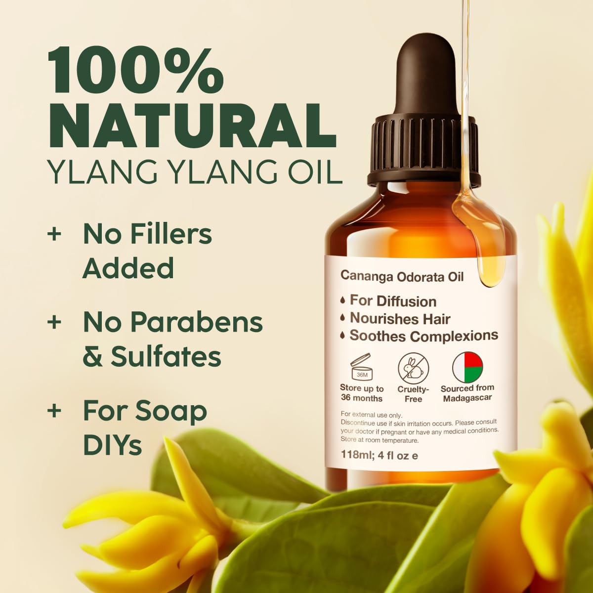 Kukka Ylang-Ylang Essential Oil For Diffuser & Skin - 100% Natural Therapeutic Grade Ylang Ylang Essential Oil - Ylang Ylang Oil