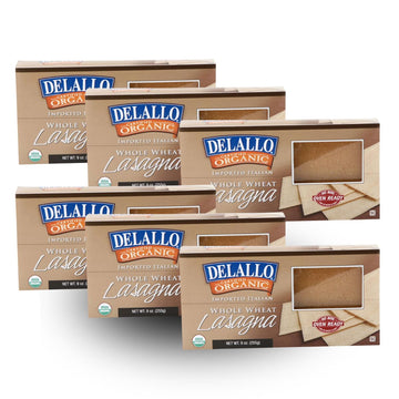 DeLallo Whole Wheat Lasagna Noodles, Oven-Ready, 9 oz, Pack of 6, Made in Italy