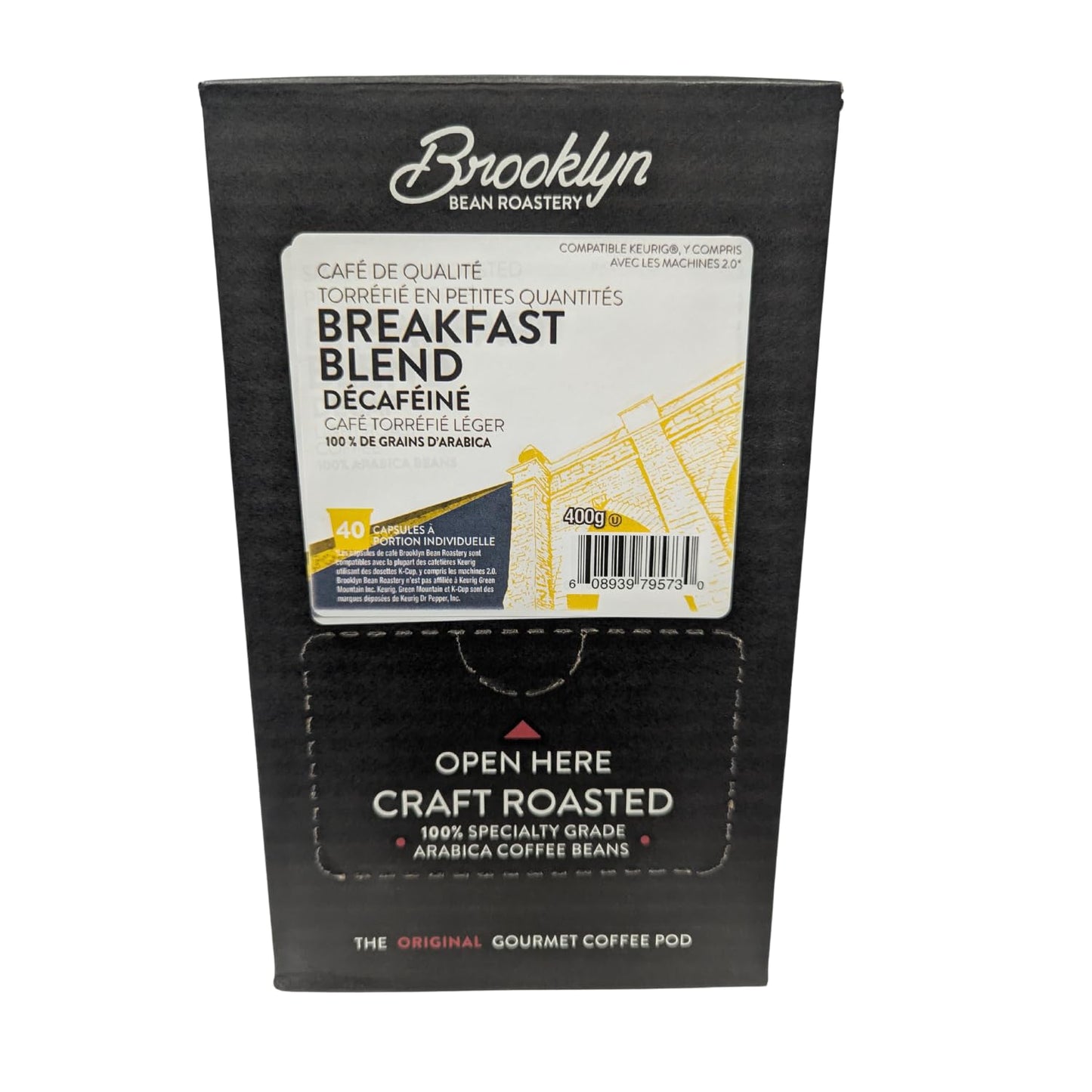 Brooklyn Beans Decaf Coffee Pods, Breakfast Blend, Compatible with Keurig 2.0, 40 Count