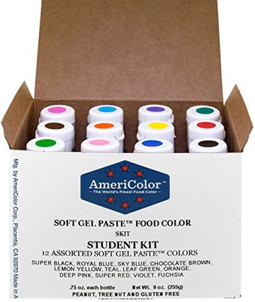 Food Coloring Americolor Student - Kit 12 .75 Ounce Bottles Soft Gel Paste Colors