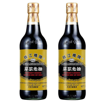 Pearl River Bridge Mushroom Flavored Superior Dark Soy Sauce, 16.9 Ounce (Pack of 2)