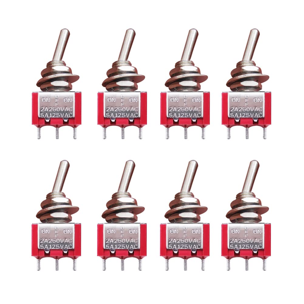 Mxuteuk 8Pcs Mts-103 3 Terminal 3 Position Spdt Mini Miniature Toggle Switch Car Dash Dashboard Onoffon 5A 125V 2A 250V