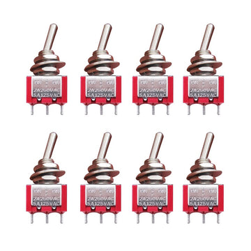 Mxuteuk 8Pcs Mts-103 3 Terminal 3 Position Spdt Mini Miniature Toggle Switch Car Dash Dashboard Onoffon 5A 125V 2A 250V