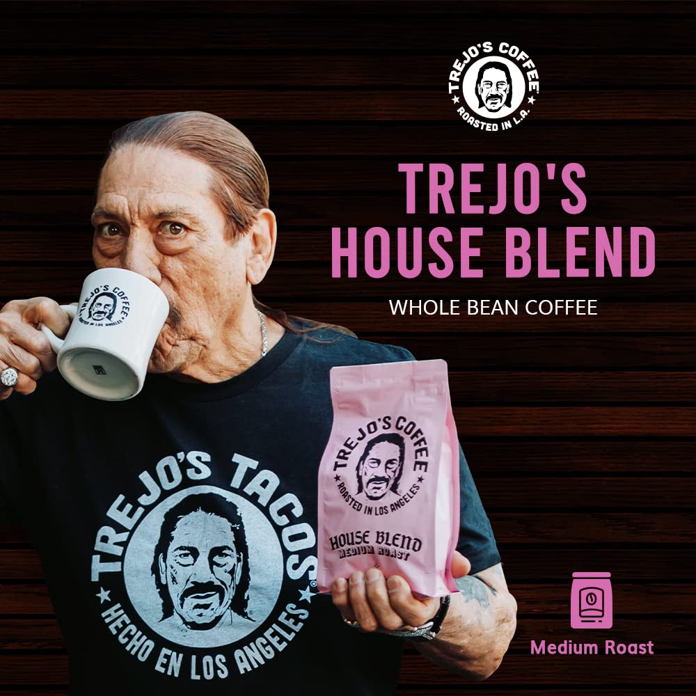 Trejos Tacos Coffee House Blend Medium Roast Whole Bean Coffee, 12 Ounce Bag, 100% Arabica