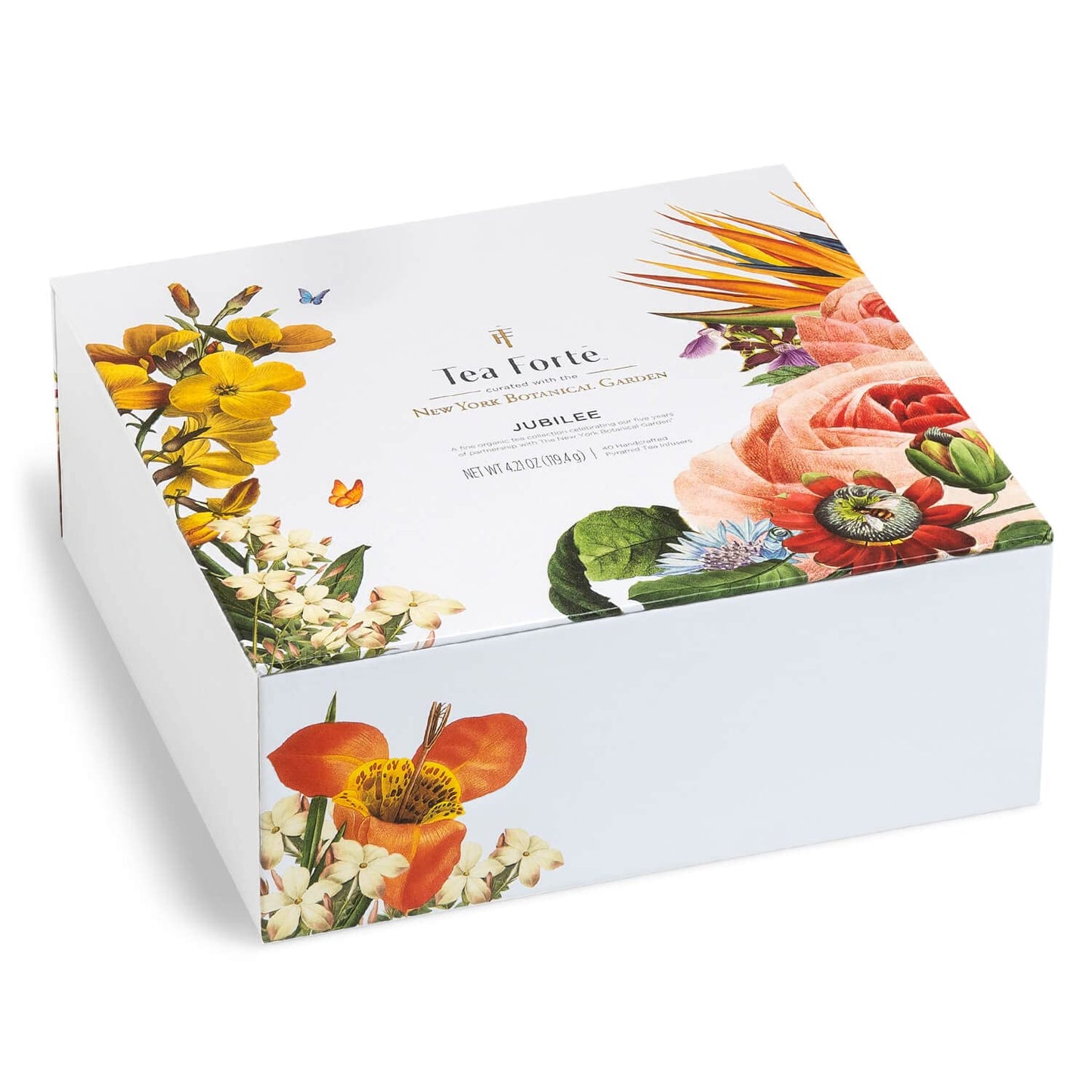 Tea Forte Jubilee Premium Tea Chest Gift Sampler, 40 Count, 2 of Each Blend, Individually Wrapped Pyramid Infuser Bags