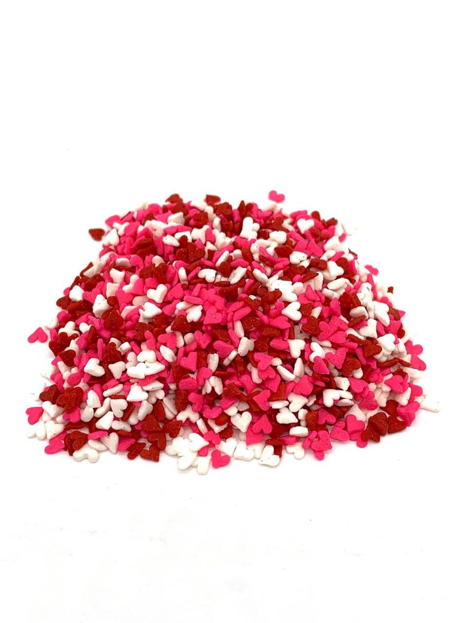 Mini Red, White & Pink Hearts, Valentine Sprinkles, Bulk Size (8 Oz.Resealable Zip Lock Bag)
