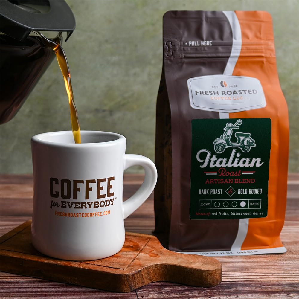 Fresh Roasted Coffee, Italian Roast, 12 Oz, Dark, Kosher, Ground