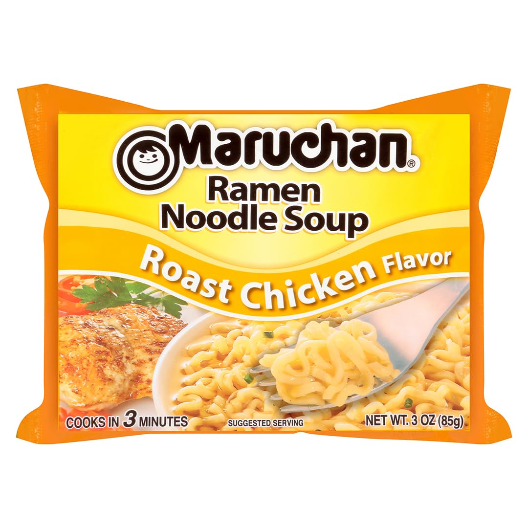 Maruchan Ramen Roast Chicken, Instant Ramen Noodles, Ready To Eat Meals, 3 Oz, 24 Count