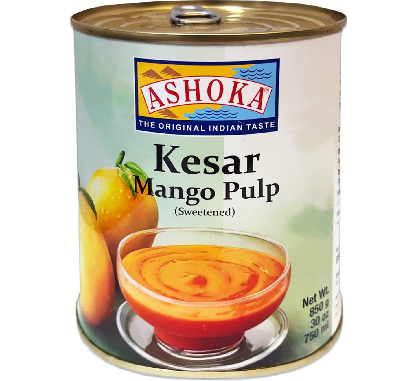 ASHOKA Premium Mango Puree, Sweetened Kesar Mango Pulp, 30 Ounce, Great for Smoothies and Juices, Rich Mango Concentrate from India