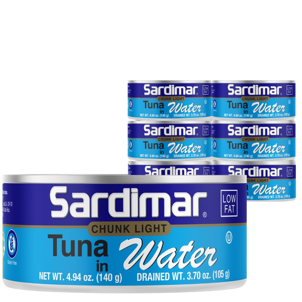 Sardimar Chunk Light Tuna in Water, Pack of 6 - 4.94 Ounces Each, Ready to Eat Canned Meals