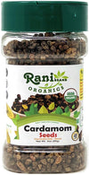 Rani Organic Cardamom (Elachi) Decorticated Seeds (from Green Cardamom) Indian Spice 3.5oz (100g) PET Jar ~ All Natural | Vegan 