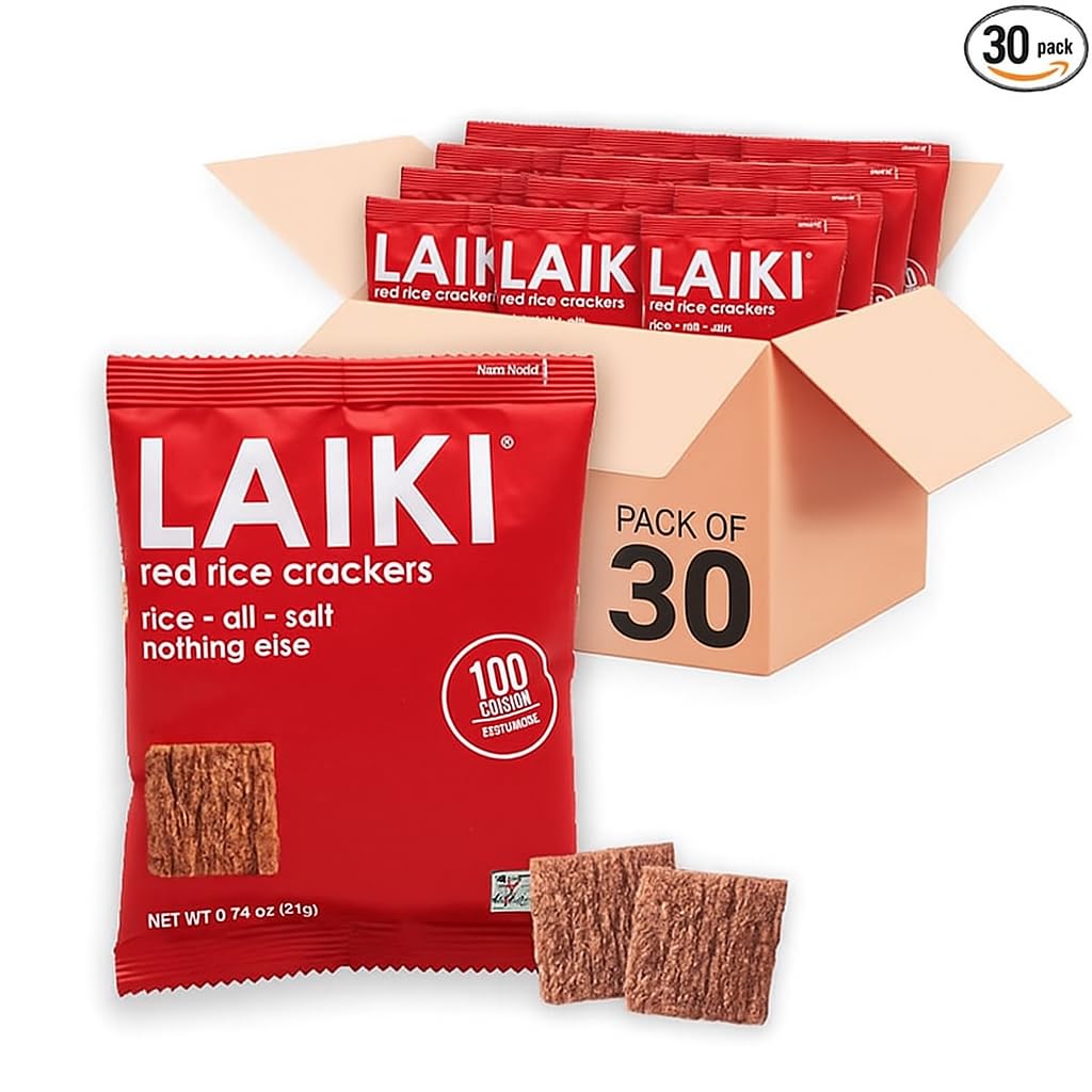 LAIKI Gluten Free Rice  ers - Low Sodium Vegan Snack - 0.74 Ounce Pack of 30 - NON-GMO, Seed Oil Free, Diabetic Friendly