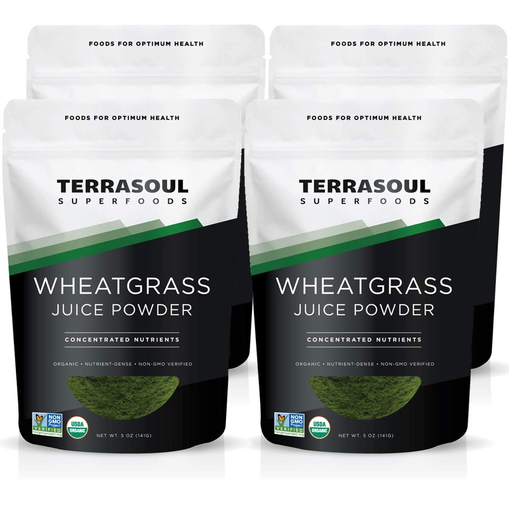 Terrasoul Superfoods Organic Wheat Grass Juice Powder, 20 Ounces - USA Grown, 5 Ounce (Pack of 4)