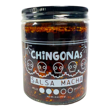 CHiNGONAs Salsa Macha - Gourmet Mexican Oil-based Chili Crunch Sauce, Vegan and Gluten-Free, Crunchy Chili Oil, 6 oz