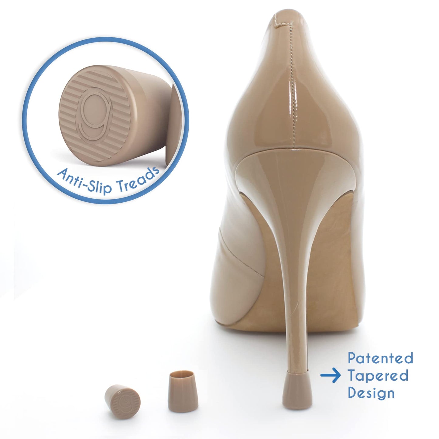 Gogoheel Quick Tips - The Original High Heel Protector & Heel Repair Caps - 2 Pairs (X-Small, Small, Taupe)