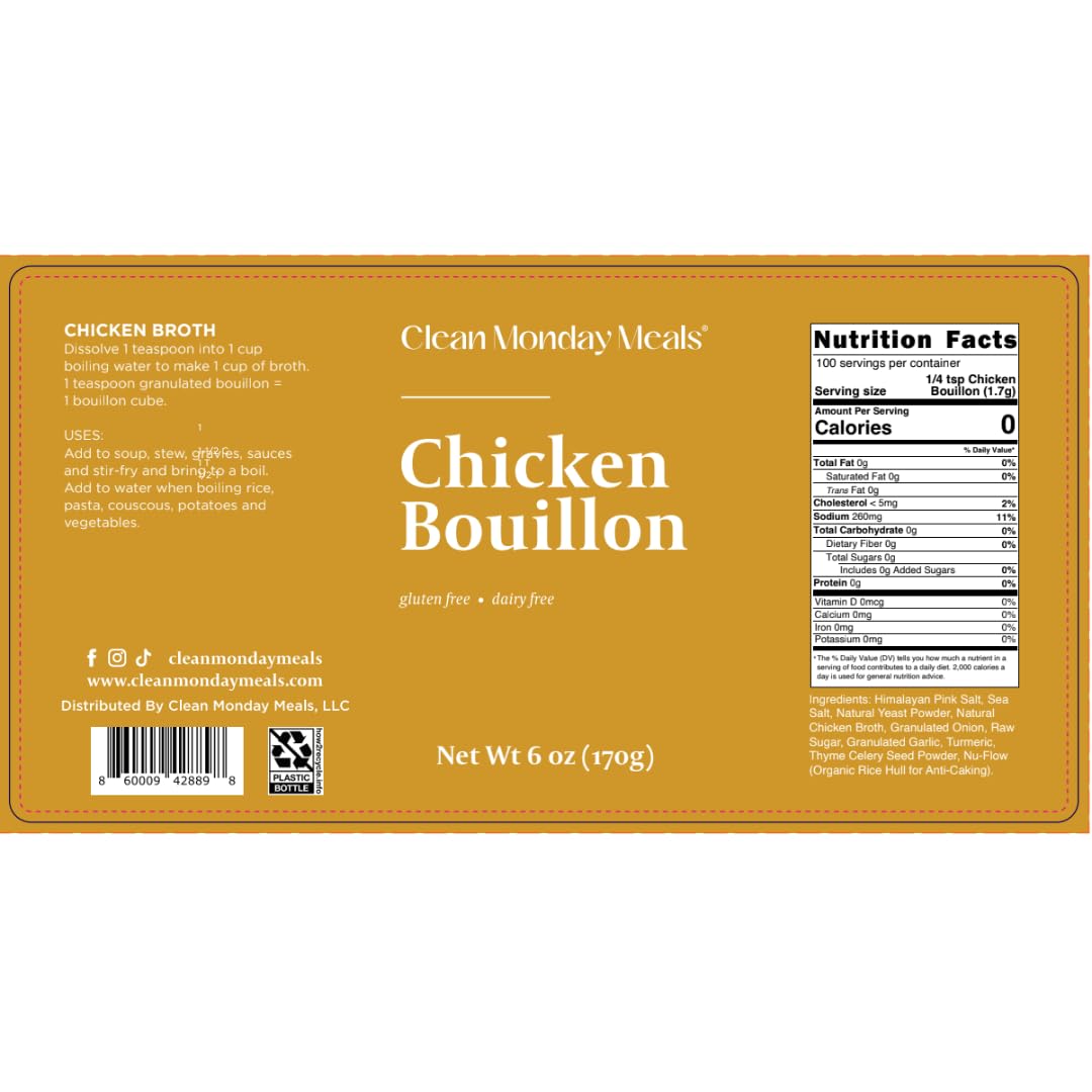 Clean Monday Meals | Chicken Bouillon | Gluten-Free, No artificial flavors or additives | 2 Pack