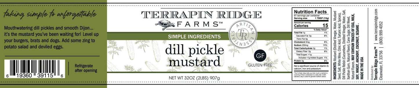 Terrapin Ridge Farms Dill Pickle Mustard – Zesty Dijon Blend – 1 Quart Jar