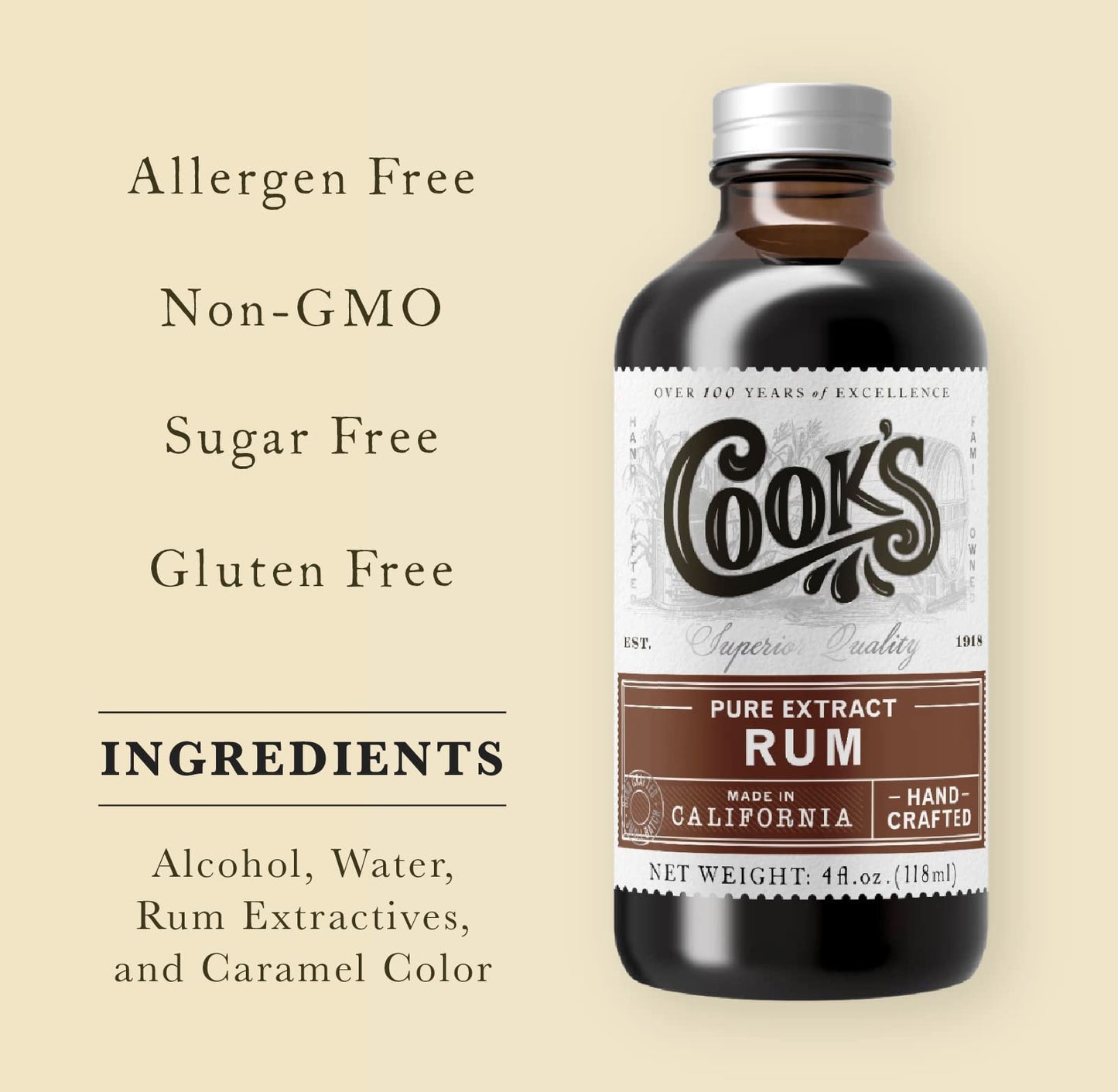 COOKS Pure spirit-inspired flavor Extract for Baking and Ice Cream, 8 Fl Oz