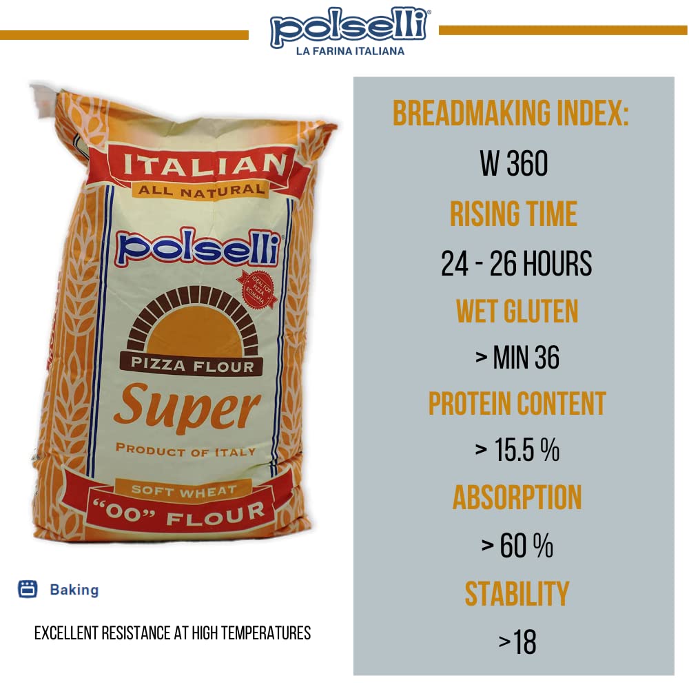 Super, Tipo 00 Double Zero Flour, For Pizza, Bread, Pastas, And More, Specifically Formulated For Roman Pizza, All Natural, Unbl