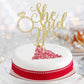 PALASASA Cake Topper - Funny Wedding Engagement Decorations, Gold, 6.5 x 8.46, Model PL-1096
