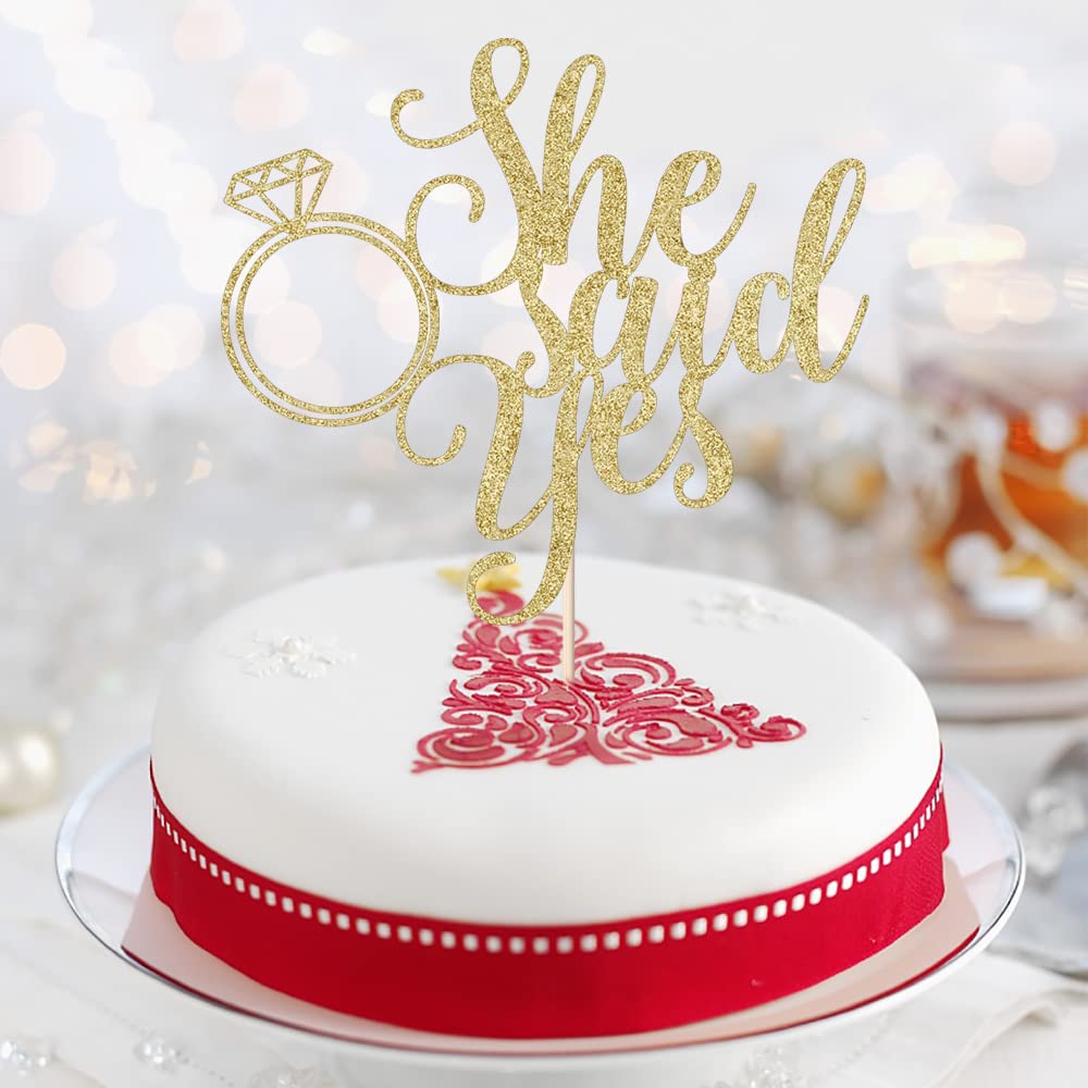 PALASASA Cake Topper - Funny Wedding Engagement Decorations, Gold, 6.5 x 8.46, Model PL-1096