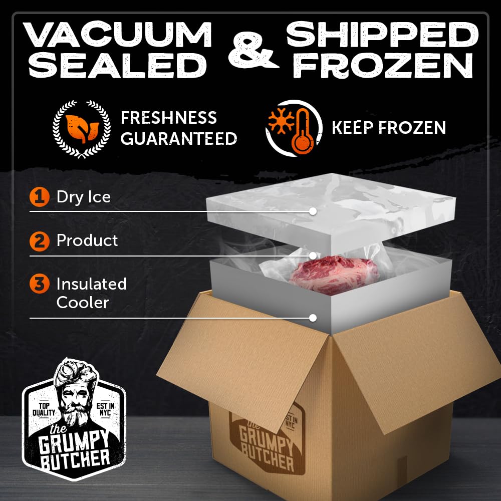 Grumpy Butcher Ribeye Steaks, 8 Pack (14 Oz Each) - Prime Steakhouse Quality Beef Ribeye Steak Meat - For Delivery In Grumpy But